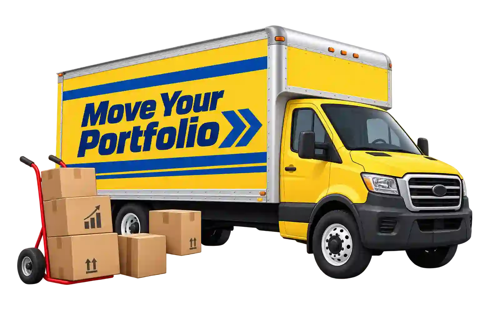 A moving truck carrying a load of domains, moving an entire portfolio into one account